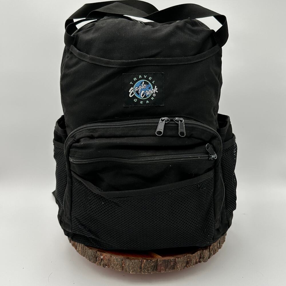 Vintage Eagle Creek Diaper Backpack Black Travel Bag Outdoor Hike Gorpcore EUC